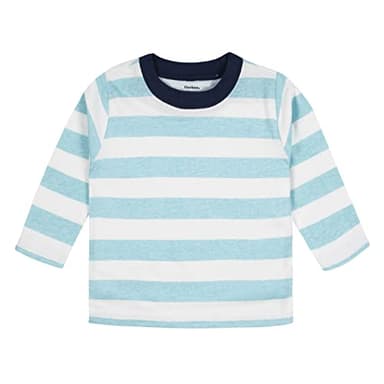 Gerber Boys Toddler 3-Pack Long Sleeve Pocket Tees, Blue Stripes & Solids, 5T - Image 2
