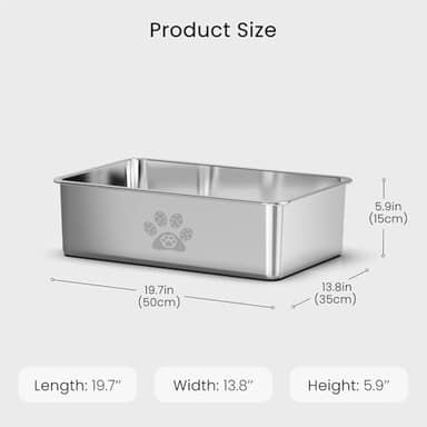 PWTAA Stainless Steel Cat Litter Box High Side Cats Toilet Metal Kitten Litter Pan, Pet Cleaning Tool for Big and Small Cats, Rabbits, Splash-Proof and Non-Stick Cat Poop Box odorless 19.7"x13.8"x5.9" - Image 6