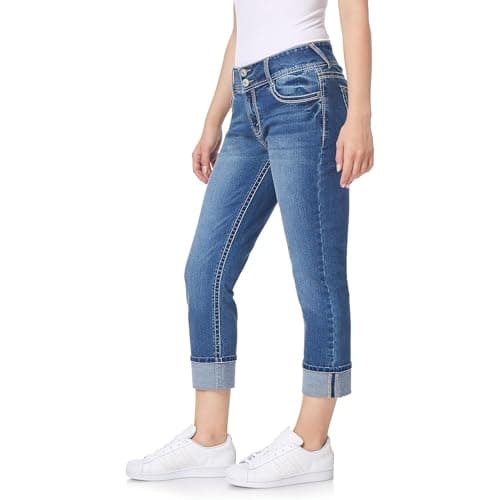 WallFlower Women's Luscious Curvy 23.5'' Crop Mid-Rise Insta Stretch Juniors (Standard and Plus), Christie, 7 - Image 1