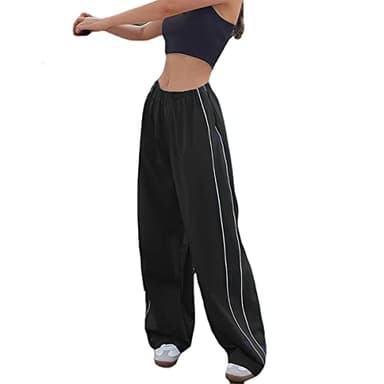 XPONNI Women's Baggy Track Pants Y2k Fall Fashion Pants (Black, Medium) - Image 1