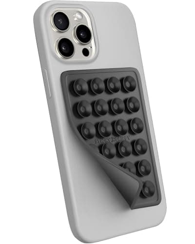 StickyGrippy Suction Phone Case Mount, Sillicon Adhesive Phone Accessory for iPhone and Android, Hands-Free Fidget Toy Mirror Shower Phone Holder, Tiktok Videos and Selfies (Black) - Image 1