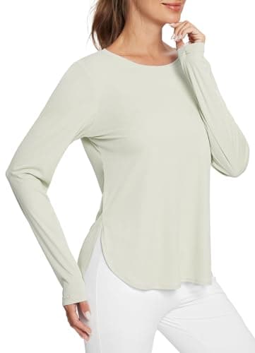 baleaf Women's Sun Shirts UPF 50+ Long Sleeve Hiking Tops Lightweight Quick Dry UV Protection Outdoor Clothing Oatmeal M - Image 1