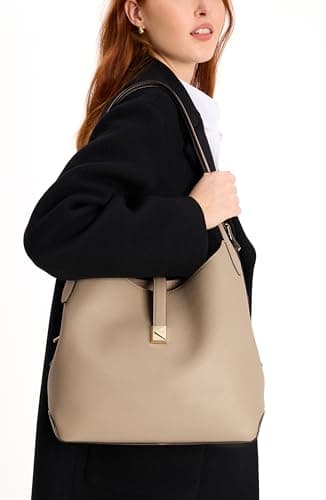 kate spade new york Deco Pebbled Leather Large Shoulder Bag, Timeless Taupe - Image 5