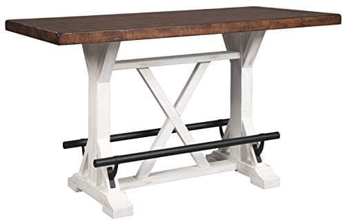 Signature Design by Ashley Valebeck Rustic Farmhouse 36" Counter Height Dining Table, Brown & White - Image 1