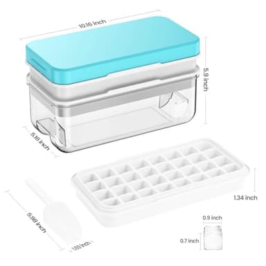Ice Cube Tray with Lid and Bin, PHINOX 64 pcs Ice Trays for Freezer, Ice Cube Trays for Freezer with 2 trays, Container, Lid & Ice Scoop, BPA Free - Image 5