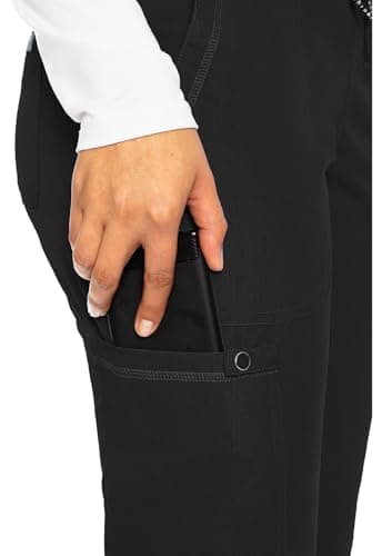 Med Couture Scrub Pants for Women Jogger Pant with 5 Pockets, Lightweight, Ultra Soft, 2-Way Stretch Fabric - MC7710, M, Black - Image 3