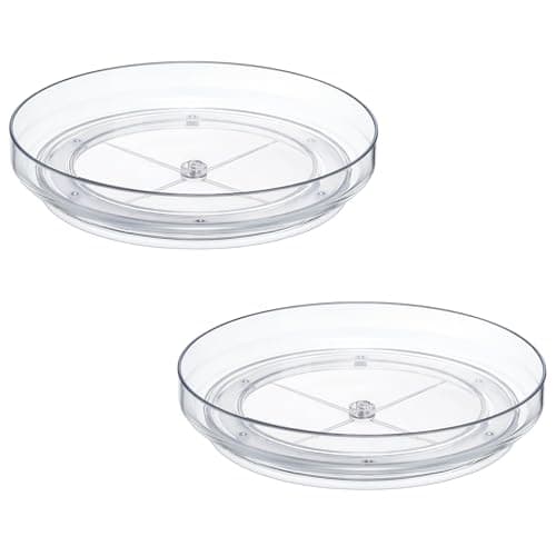 2 Pack 9 Inch Clear Acrylic Lazy Susan, Non-Skid Turntable Organizer for Cabinet, Kitchen, Pantry Organization Storage, Refrigerator, Vanity Makeup, Bathroom Countertop Organizing, Rotating Spice Rack - Image 1