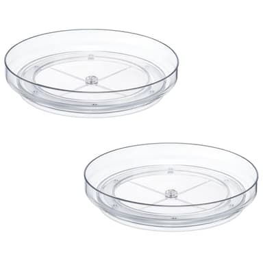 2 Pack 9 Inch Clear Acrylic Lazy Susan, Non-Skid Turntable Organizer for Cabinet, Kitchen, Pantry Organization Storage, Refrigerator, Vanity Makeup, Bathroom Countertop Organizing, Rotating Spice Rack - Image 1