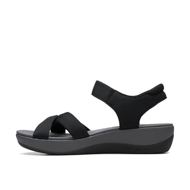 Clarks Women's Arla Shore Flat Sandal, Black Textile, 9 - Image 8