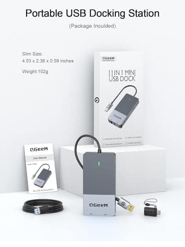 QGeeM USB 3.0 Laptop Docking Station, Triple Display USB Hub Hdmi Splitter Extender Dual Monitor,USB Dock with 2 HDMI, VGA, USB 3.0, Card Reder Compatible for MacBook M1 M2 M3 M4 Dell HP Lenovo Mac OS - Image 8