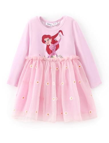 Disney Princess Ariel Dress Toddler Girls A-Line Long Sleeve Sparkle Double-Layered Tulle Winter Fall Clothes Birthday Party Outfit 4-5T - Image 1