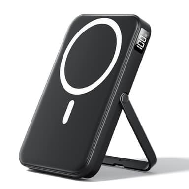 LENUTO for Magsafe Battery Pack 10000mAh Power Bank with Foldable Stand Portable Charger,PD 22.5W Fast Charge,Travel Essential Wireless Charger for iPhone 17/16/15/14/13/12 Series–Black - Image 1
