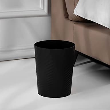 UUJOLY Plastic Small Trash Can Wastebasket, Garbage Container Basket for Bathrooms, Laundry Room, Kitchens, Offices, Kids Rooms, Dorms, 1.8 Gallon, Black, 3 Pack - Image 2