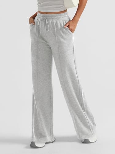 AUTOMET Womens Wide Leg Sweatpants Flare Lightweight Baggy Straight Leg Pants Oversized Joggers Fall Fashion 2025 Gray XS - Image 3