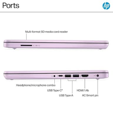 HP 14 Ultrabook • Back to School Limited Edition w/Microsoft 365 • Intel 4-Core CPU • 8GB RAM • 1.6TB Storage (128GB OnBoard w/ 512GB Portable Drive + 1TB OneDrive) • Lavender • Win 11 - Image 9