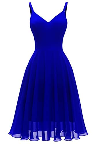 Ellames Women's 2025 Summer Dress Spaghetti Strap Cocktail Swing Beach Dresses V Neck Sundress Royal-Blue 2XL - Image 1