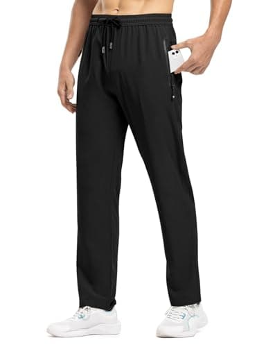 TBMPOY Men's Travel Hiking Pants Lightweight Athletic Pant Quick Dry Windbreaker Fishing Running Active Jogger Black M - Image 2
