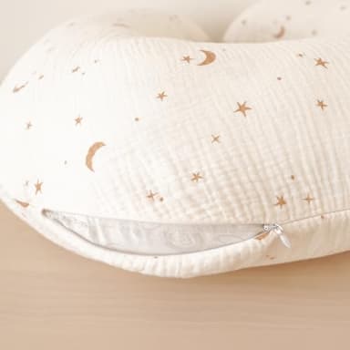 Konssy Muslin Nursing Pillow Covers, Soft and Cute Nursing Covers for Breastfeeding Pillows, Ideal for Newborn Baby Boys and Girls (Camel, Moon) - 2 Pack - Image 3