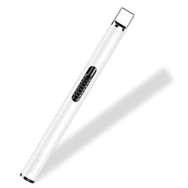 REIDEA USB Candle Lighter, Windproof Flameless Electronic Lighter with Safety Protector Button, Rechargeable for Home, Outdoor Activities (White) - Image 1