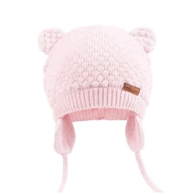 Duoyeree Baby Winter Hat Earflap Cotton Lining Knit Beanie Cap for Toddler Girl Boy (0-6 month, Pink) - Image 2