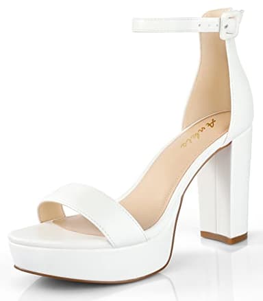 Ankis Platform Heels 4 Inches Chunky heels Sandals for Women Comfy Open Toe Block Heeled Sandals Black Nude White Silver Gold Ankle Strappy Heels Black Chunky Platform Heels for Women Summer Dress - Image 1