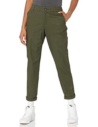Amazon Essentials Women's Mid-Rise Slim-Fit Stretchy Cropped Tapered Leg Khaki Dress Pants (Available in Plus Size), Dark Olive, 18 - Image 1