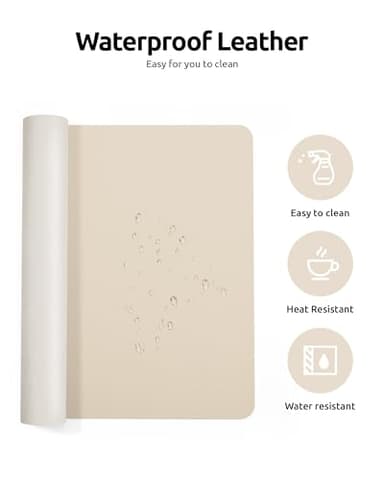 YSAGi Leather Desk Pad Protector, Large Mouse Pad, Non-Slip PU Leather Desk Blotter, Waterproof Writing Pad for Office and Home (31.5" x 15.8", Eggshell) - Image 4