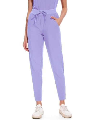 COZYFIT Medical Scrubs for Women Set - Curved V-Neck Scrub Top & Jogger Pants with 8 Pockets - Light Purple, S - Image 5