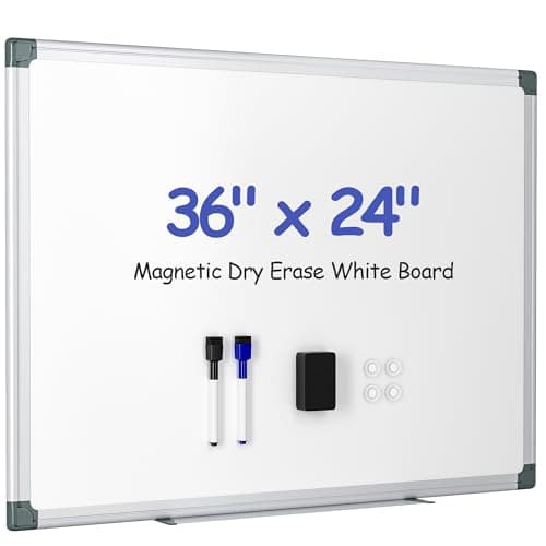 SCRIBANX Magnetic White Board for Wall, 36" x 24" Dry Erase Board Kit with 2 Magnetic Dry Erase Markers, 4 Magnets, Eraser, Pen Tray & Mounting Kit – White Board Dry Erase for Home, Office, School - Image 1
