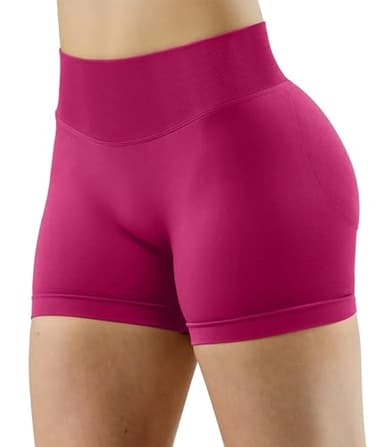 Unthewe Womens Workout Seamless Scrunch Butt Lifting Shorts High Waisted Tummy Control Gym Yoga Shorts(U516-Berry Red-M), Medium - Image 4