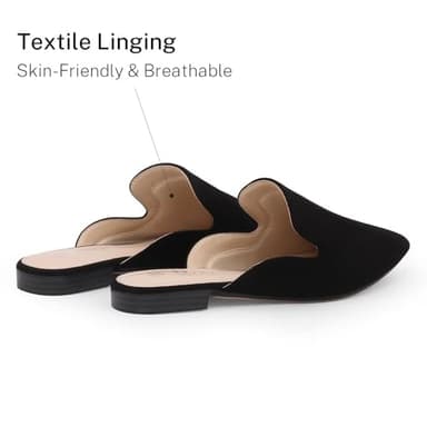 MUSSHOE All-Season Women's Mules：Pointed Toe Backless Loafers：Slip-on Dressy Comfortable Casual Office Business Flat Shoes for Working Women Aged 25-45,Black Suede 8 - Image 4