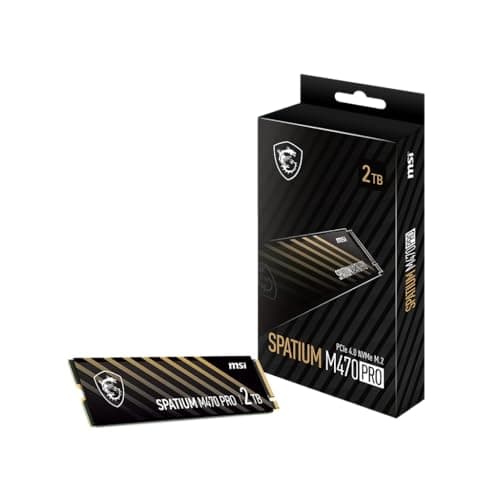 MSI SPATIUM M470 PRO PCIe 4.0 NVMe M.2 2TB Portable SSD, 2TB External Solid State Drive, Speeds Up to 6000MB/s, USB-C, Reliable Storage for Gaming, Students, Professionals, Black