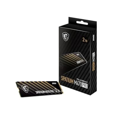 MSI SPATIUM M470 PRO PCIe 4.0 NVMe M.2 2TB Portable SSD, 2TB External Solid State Drive, Speeds Up to 6000MB/s, USB-C, Reliable Storage for Gaming, Students, Professionals, Black