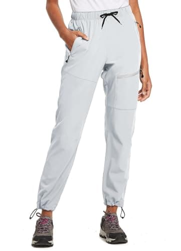 baleaf Cargo Pants for Women Petite Joggers Lightweight Quick Dry Pant Water Resistant 27'' Travel Workout Athletic Cool Gray Size S - Image 1
