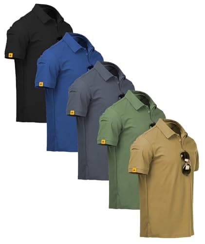 SCODI 5 Pack Mens Polo Shirts Short Sleeve Athletic Golf Polo Shirt for Men Casual Collared Summer Multipack T-Shirts XL Khaki Grey Black Blue Green - Image 1
