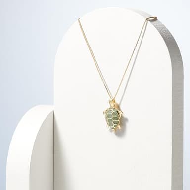 Amazon Essentials womens Yellow 18K Gold Plated Sterling Silver Genuine Green Jade Turtle Pendant Necklace, 18" (previously Amazon Collection) - Image 5