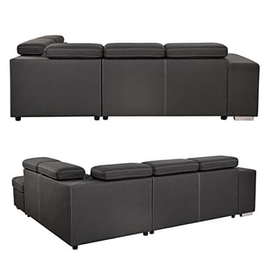 THSUPER 104'' Microfiber L Shaped Sectional Sleeper Sofa Couch with Pull Out Bed and Storage Ottoman, Convertible Couches with Adjustable Headrest for Living Room, Right Facing Chaise. Charcoal Grey - Image 3