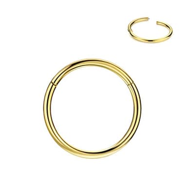 FANSING 18g 7mm Nose Hoop 18 Gauge Hinged Seamless Piercing Jewelry Ring for Septum Helix Cartilage Earlobe Lip Daith Tragus Rook & Conch 18k Gold-plated Surgical Steel - Image 1
