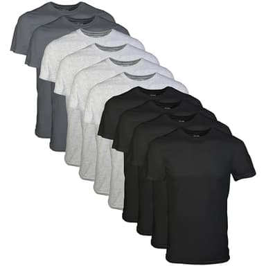 Gildan Men's Crew T-Shirts, Multipack, Style G1100, Black/Sport Grey/Charcoal (10-Pack) - Image 1
