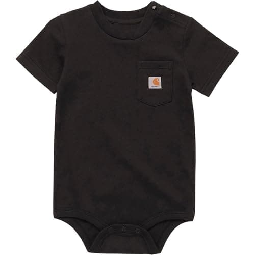 Carhartt Kid's CA5004 Short-Sleeve Pocket Bodysuit - 6 Months - Caviar Black
