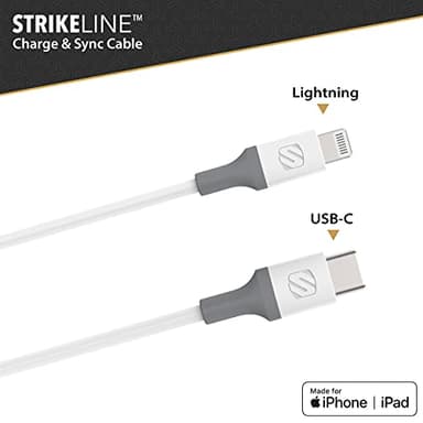 Scosche Ci44WG-SP Strikeline MFI Certified Lightning Charge & Sync Cable for All Lightning Devices 4-ft. White/Gray - Image 2