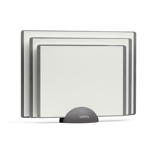 SMIRLY Plastic Cutting Board Set with Holder 3 Pieces, Non-Slip Dishwasher Safe Chopping Boards for Kitchen, Grey & White - Image 1