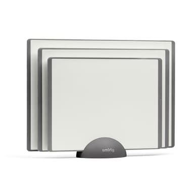 SMIRLY Plastic Cutting Board Set with Holder 3 Pieces, Non-Slip Dishwasher Safe Chopping Boards for Kitchen, Grey & White - Image 1