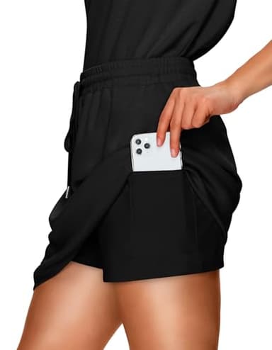 WIHOLL Travel Outfits for Women 2 Piece Skirt Sets Summer Beach Vacation Clothes Fashion Spring Break Athletic Tennis Dresses with Shorts Dressy Casual Athleisure Petite Lounge Sets Black XL - Image 3