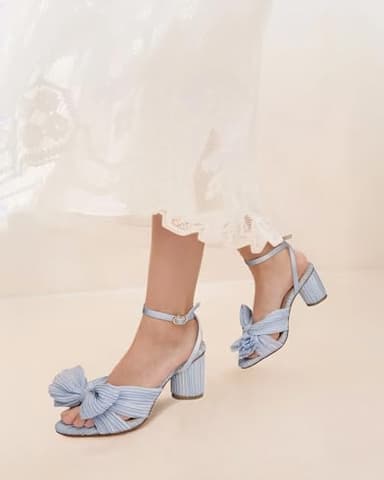 MUCCCUTE Women's Bow Knot Heeled Sandals Ankle Buckle Strap Chunky Heeled Open-toe Comfortable Wedding Party Fashion Heeled - Image 2