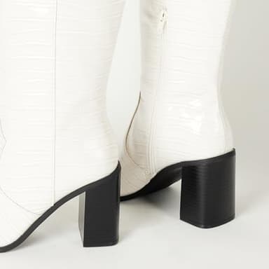 The Drop Women's Cassandra Knee-High Western Boot, Ivory Croc, 7 - Image 7