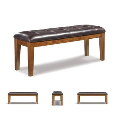 Signature Design by Ashley Ralene Tufted Upholstered Dining Room Bench, Medium Brown - Image 7