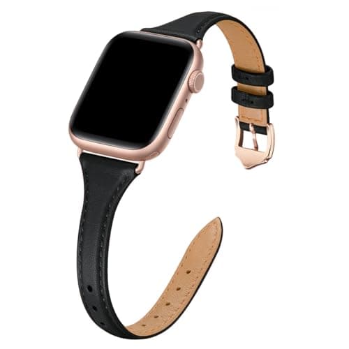 WFEAGL Compatible with Leather Apple Watch Band 41mm 40mm 38mm 42mm(series 11 10) Women, Top Grain Leather Strap Slim & Thin Replacement Wristband for iWatch Bands SE 3 2 1, Series 11 10 9 8 7 6 5 4 3 2 1 - Image 1