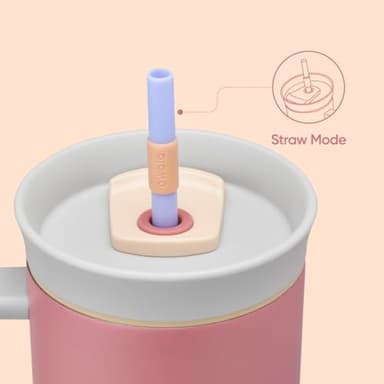 Owala Stainless Steel Triple Layer Insulated Travel Tumbler with Spill Resistant Lid, Straw, and Carry Handle, BPA Free, 40 oz, Dusty Pink (Yoga Rose) - Image 4