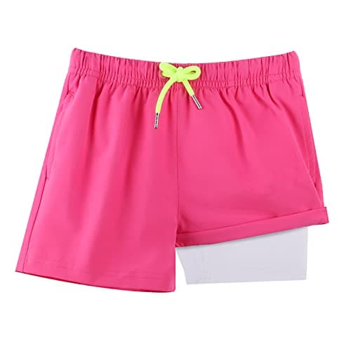 BRISIRA Boys Swim Trunks Bathing Suit Compression Boxer Brief Liner Swim Shorts Swimsuit Anti-Chafe Toddler Kids Youth Teen Hotpink - Image 1